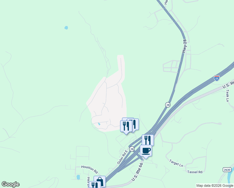 map of restaurants, bars, coffee shops, grocery stores, and more near 109 Lakeview Court in Saint Robert