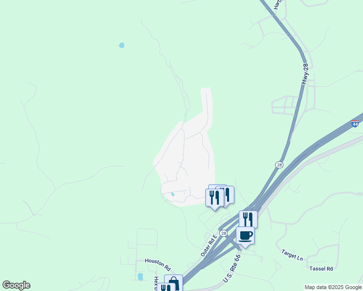 map of restaurants, bars, coffee shops, grocery stores, and more near 144 Hickory Valley Road in Saint Robert