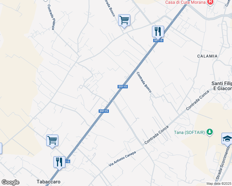map of restaurants, bars, coffee shops, grocery stores, and more near 395 SS115 in Marsala