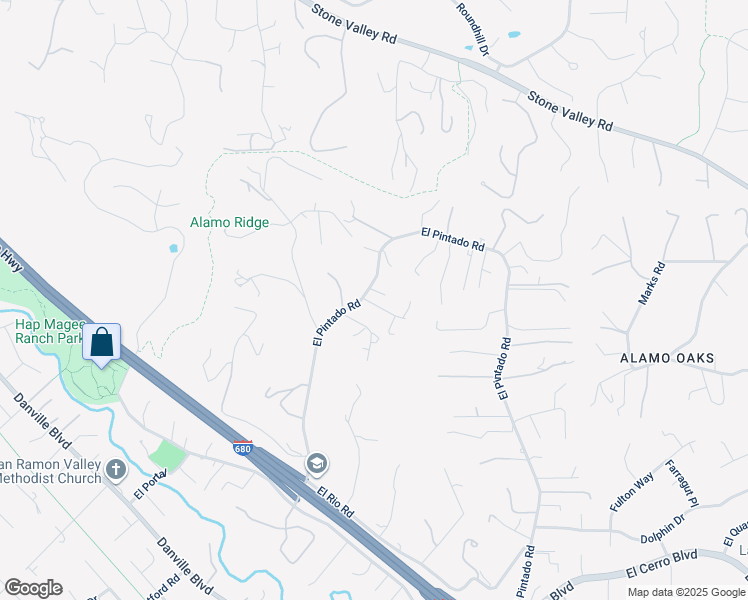 map of restaurants, bars, coffee shops, grocery stores, and more near 853 El Pintado Road in Danville