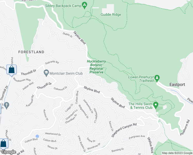 map of restaurants, bars, coffee shops, grocery stores, and more near 145 Villanova Drive in Oakland