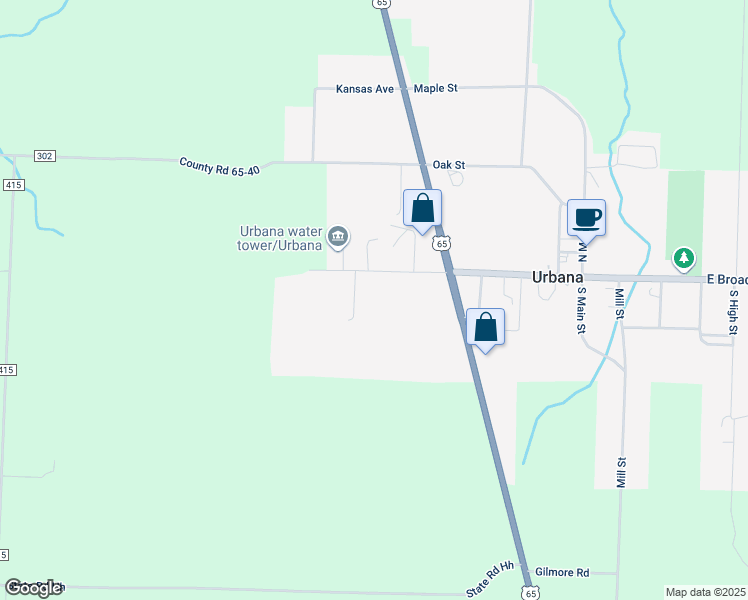 map of restaurants, bars, coffee shops, grocery stores, and more near Atteberry Road in Urbana