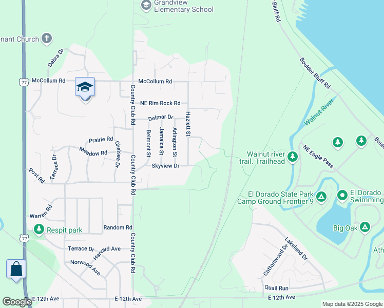 map of restaurants, bars, coffee shops, grocery stores, and more near 1838 Hazlett St in El Dorado