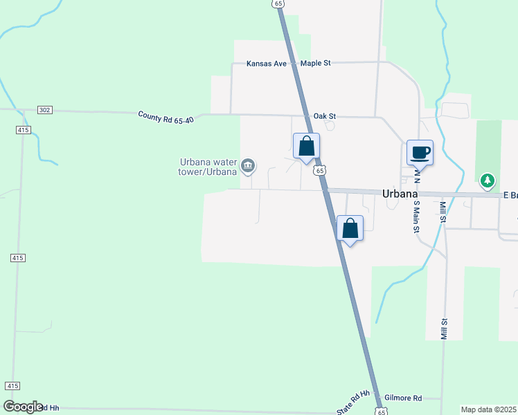 map of restaurants, bars, coffee shops, grocery stores, and more near Atteberry Road in Urbana