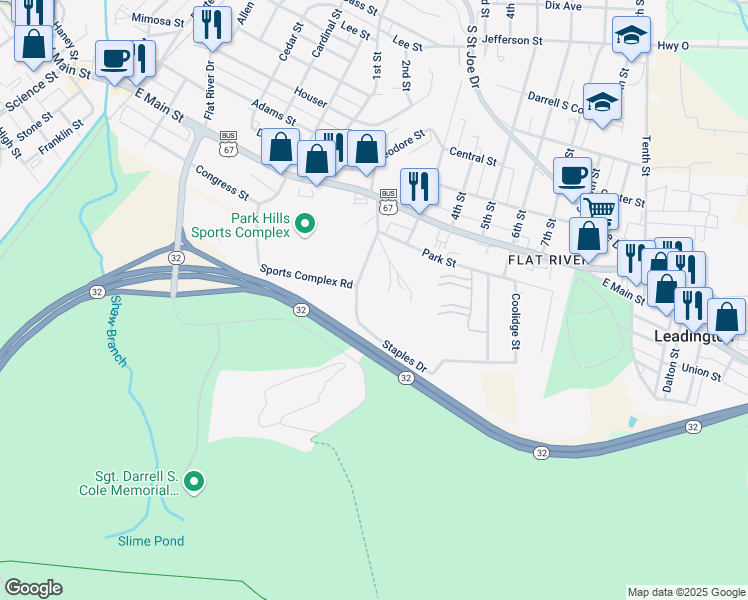 map of restaurants, bars, coffee shops, grocery stores, and more near 10 Federal Park Avenue in Park Hills