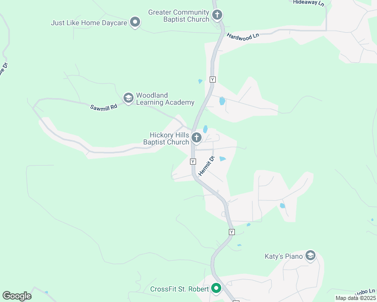 map of restaurants, bars, coffee shops, grocery stores, and more near 21925 State Highway Y in Saint Robert