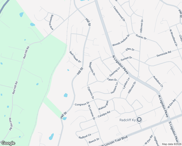 map of restaurants, bars, coffee shops, grocery stores, and more near 740 Magnolia Drive in Radcliff
