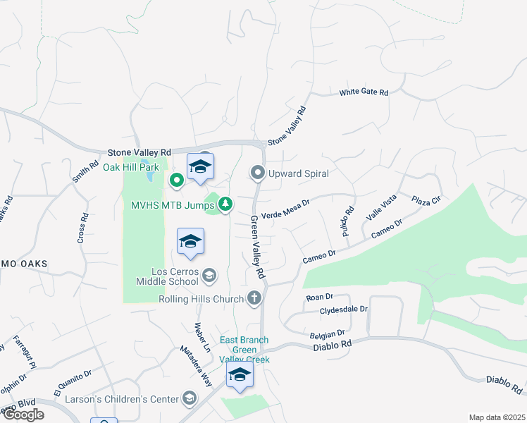 map of restaurants, bars, coffee shops, grocery stores, and more near 107 Verde Mesa Drive in Danville