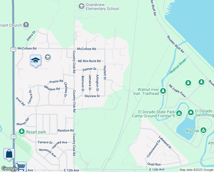 map of restaurants, bars, coffee shops, grocery stores, and more near 1838 Hazlett Street in El Dorado