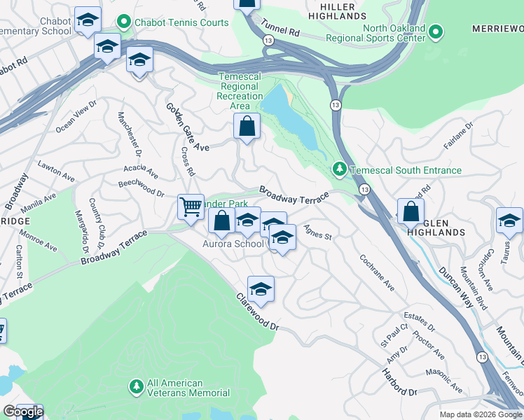 map of restaurants, bars, coffee shops, grocery stores, and more near 70 Hermosa Avenue in Oakland