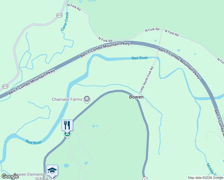 map of restaurants, bars, coffee shops, grocery stores, and more near 5920 Campton Road in Stanton
