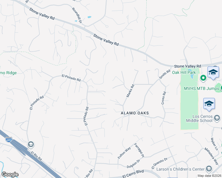 map of restaurants, bars, coffee shops, grocery stores, and more near 135 Dean Road in Alamo