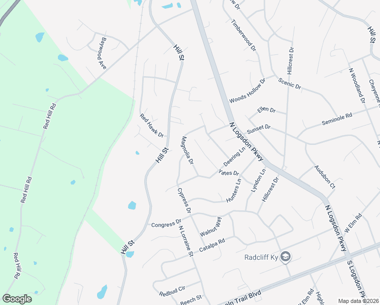 map of restaurants, bars, coffee shops, grocery stores, and more near 740 Magnolia Drive in Radcliff