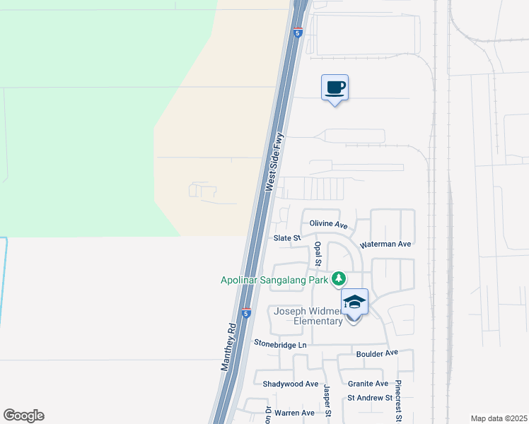map of restaurants, bars, coffee shops, grocery stores, and more near West Side Fwy in Lathrop