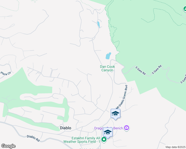 map of restaurants, bars, coffee shops, grocery stores, and more near 2300 Caballo Ranchero Drive in Diablo