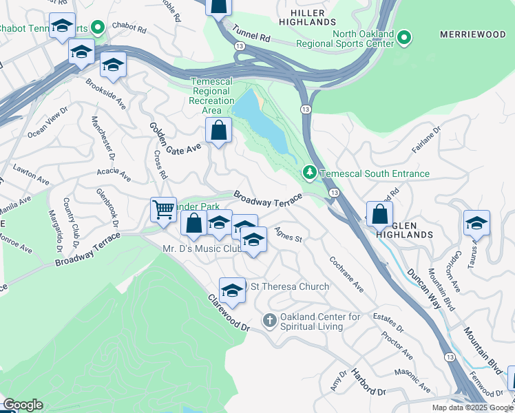 map of restaurants, bars, coffee shops, grocery stores, and more near 155 Florence Avenue in Oakland