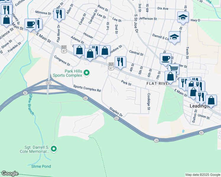 map of restaurants, bars, coffee shops, grocery stores, and more near 10 Federal Park Avenue in Park Hills