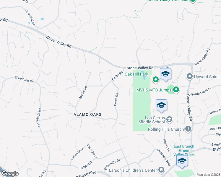 map of restaurants, bars, coffee shops, grocery stores, and more near 201 Smith Road in Alamo