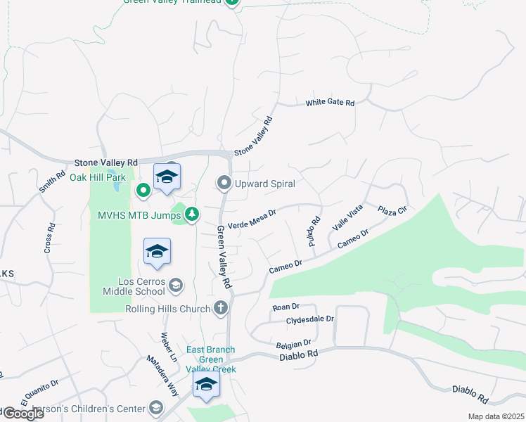map of restaurants, bars, coffee shops, grocery stores, and more near 159 Verde Mesa Drive in Danville