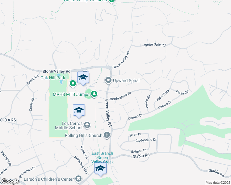 map of restaurants, bars, coffee shops, grocery stores, and more near 1724 Green Valley Road in Danville