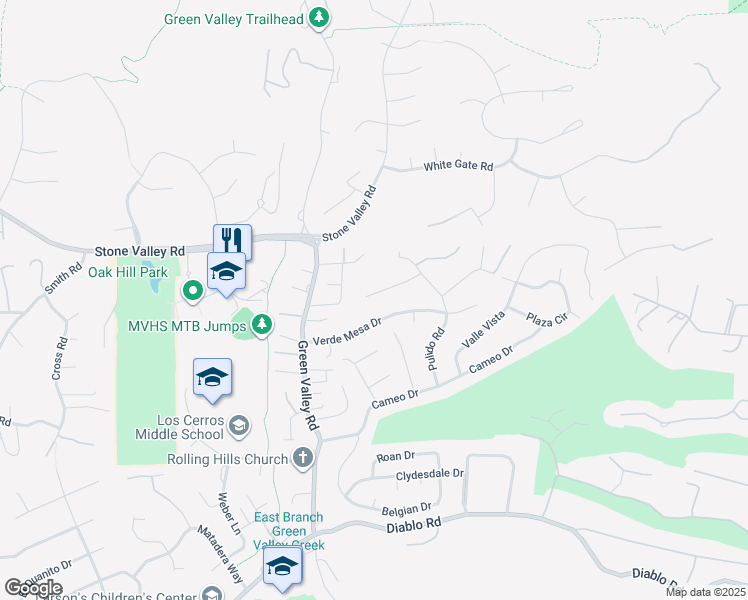 map of restaurants, bars, coffee shops, grocery stores, and more near 43 Pulido Court in Danville