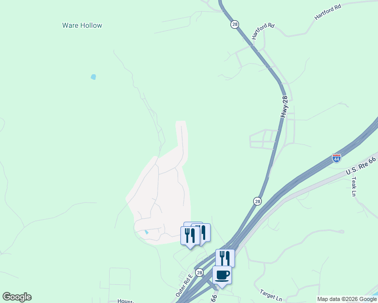 map of restaurants, bars, coffee shops, grocery stores, and more near 123 Birchtree Circle in Devils Elbow