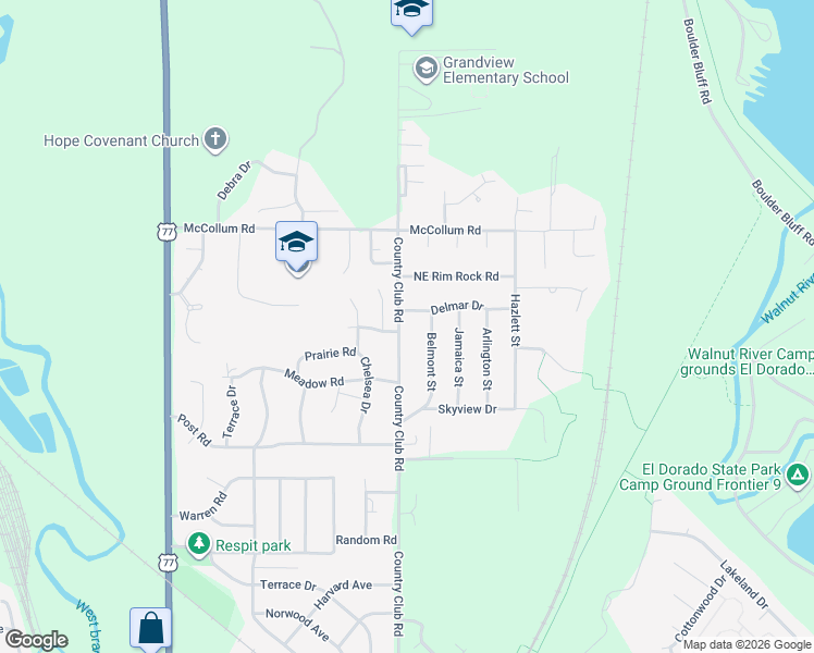 map of restaurants, bars, coffee shops, grocery stores, and more near 1974 Country Club Road in El Dorado