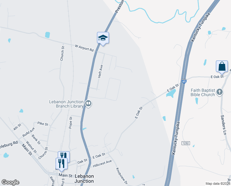 map of restaurants, bars, coffee shops, grocery stores, and more near 440 Sycamore Circle in Lebanon Junction