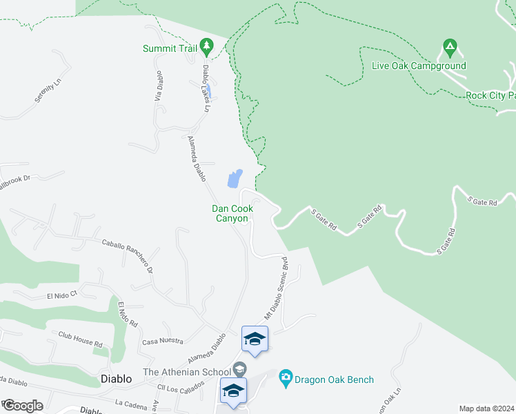 map of restaurants, bars, coffee shops, grocery stores, and more near 2578 Mount Diablo Scenic Boulevard in Diablo