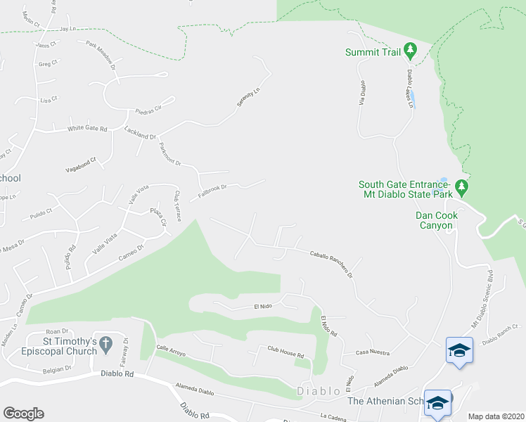 map of restaurants, bars, coffee shops, grocery stores, and more near 2660 Caballo Ranchero Drive in Diablo