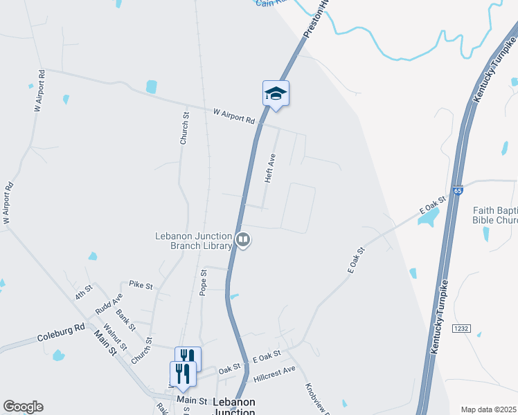 map of restaurants, bars, coffee shops, grocery stores, and more near 149 Eskridge Drive in Lebanon Junction