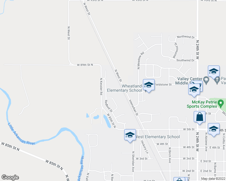 map of restaurants, bars, coffee shops, grocery stores, and more near 745 North Redbud Court in Valley Center