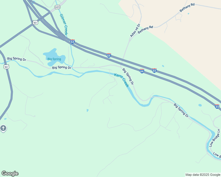 map of restaurants, bars, coffee shops, grocery stores, and more near High Water Lane in Rockbridge County
