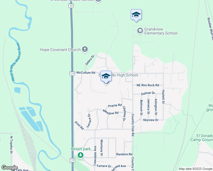 map of restaurants, bars, coffee shops, grocery stores, and more near 401 McCollum Road in El Dorado