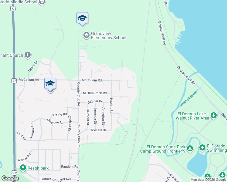 map of restaurants, bars, coffee shops, grocery stores, and more near 2204 Hazlett Street in El Dorado