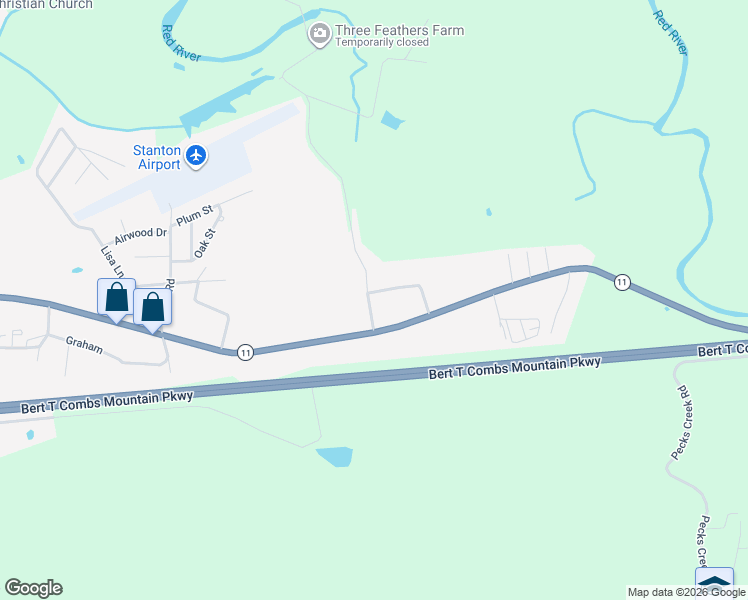 map of restaurants, bars, coffee shops, grocery stores, and more near 52 Derickson Lane in Stanton