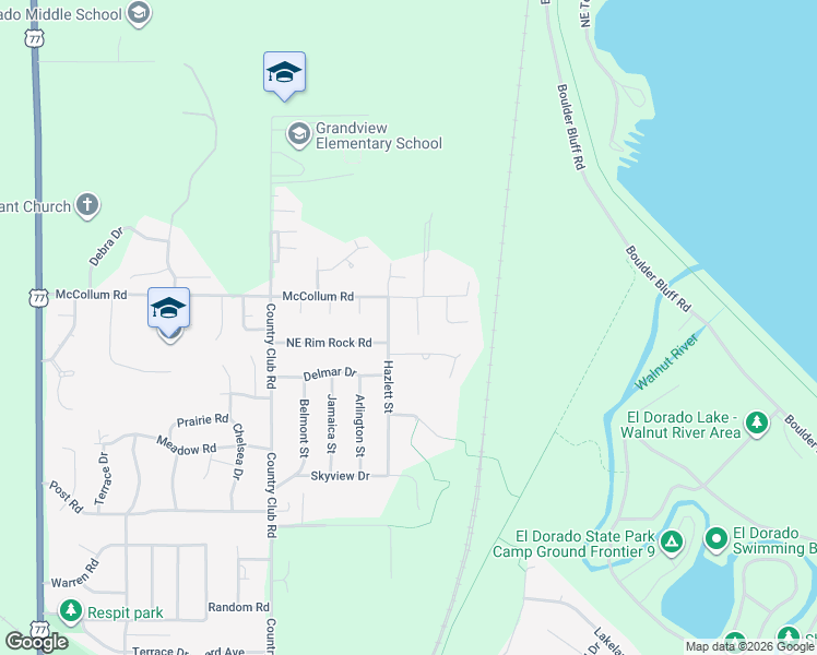 map of restaurants, bars, coffee shops, grocery stores, and more near 2204 Hazlett Street in El Dorado