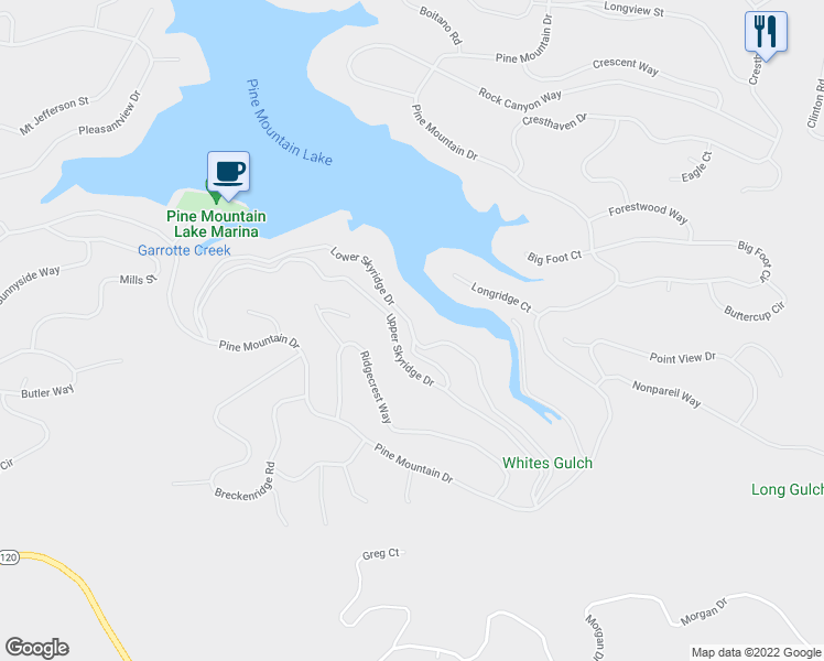 map of restaurants, bars, coffee shops, grocery stores, and more near 20160 Lower Skyridge Drive in Groveland