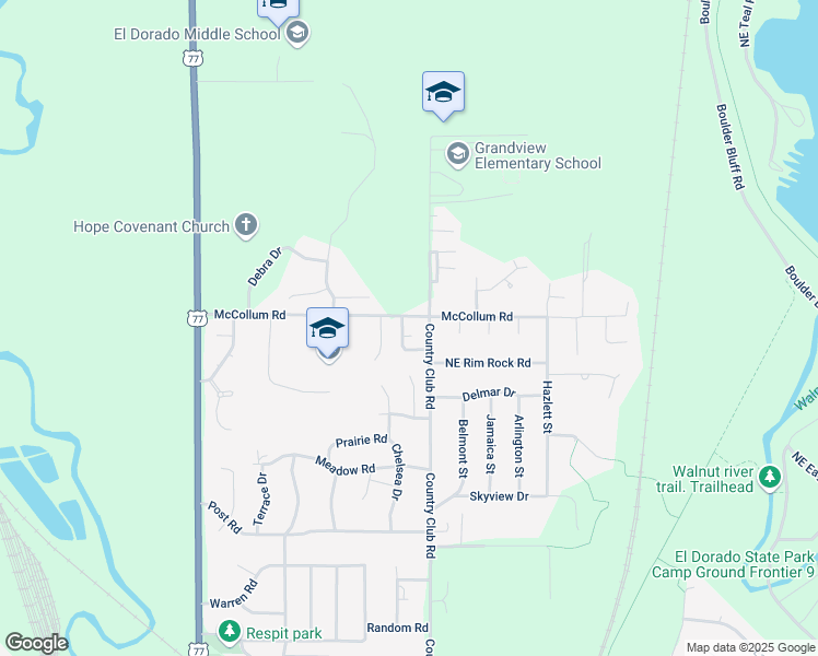 map of restaurants, bars, coffee shops, grocery stores, and more near 703 McCollum Road in El Dorado