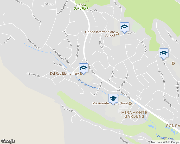 map of restaurants, bars, coffee shops, grocery stores, and more near 622 Moraga Way in Orinda
