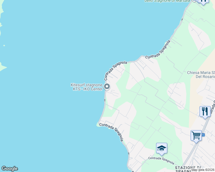 map of restaurants, bars, coffee shops, grocery stores, and more near 86 Contrada Spagnola in Marsala