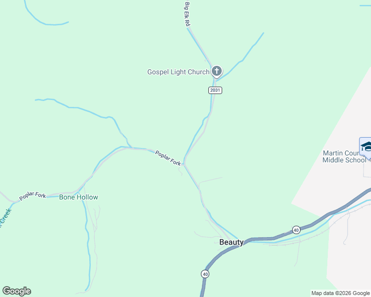 map of restaurants, bars, coffee shops, grocery stores, and more near 573 Big Elk Road in Beauty