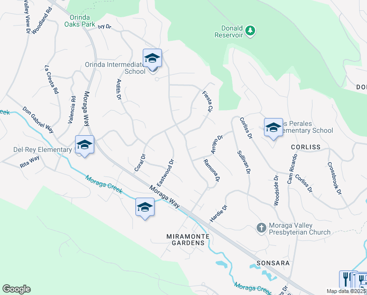 map of restaurants, bars, coffee shops, grocery stores, and more near 180 Ivy Drive in Orinda
