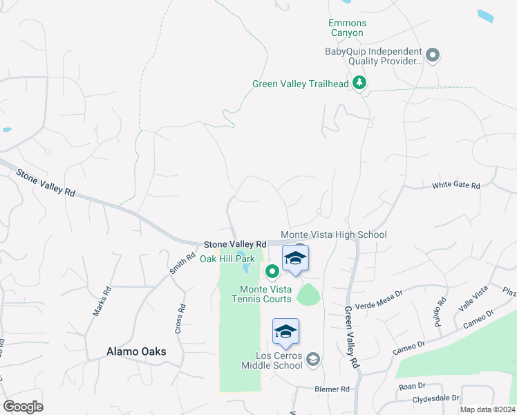map of restaurants, bars, coffee shops, grocery stores, and more near 34 Treetop Terrace Court in Alamo