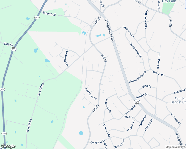 map of restaurants, bars, coffee shops, grocery stores, and more near 106 South Osprey Court in Vine Grove