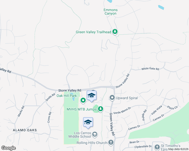 map of restaurants, bars, coffee shops, grocery stores, and more near 132 Monte Sereno Place in Alamo