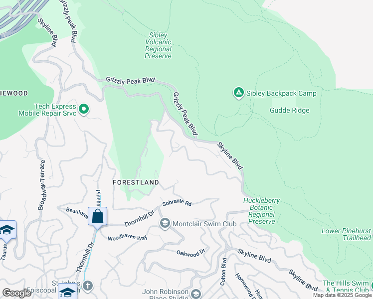 map of restaurants, bars, coffee shops, grocery stores, and more near 6849 Elverton Drive in Oakland