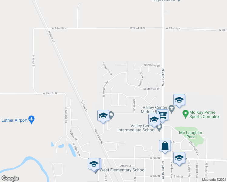 map of restaurants, bars, coffee shops, grocery stores, and more near 700 West Goff Road in Valley Center
