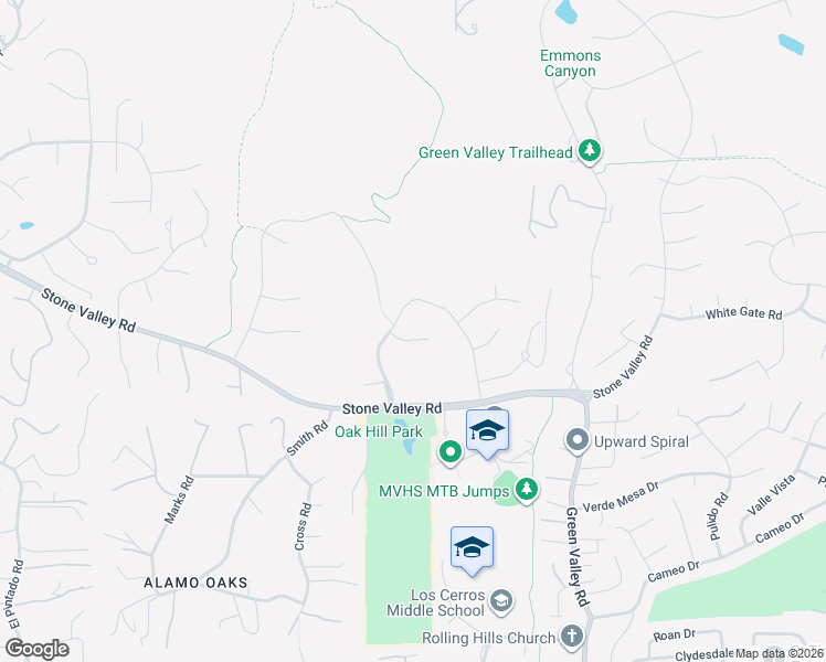 map of restaurants, bars, coffee shops, grocery stores, and more near 34 Treetop Terrace Court in Alamo