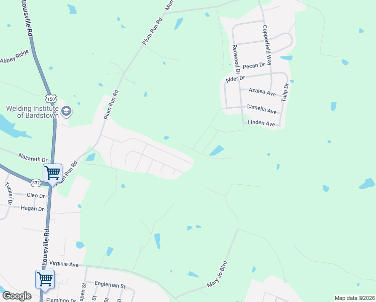 map of restaurants, bars, coffee shops, grocery stores, and more near 109 Benelli Drive in Bardstown